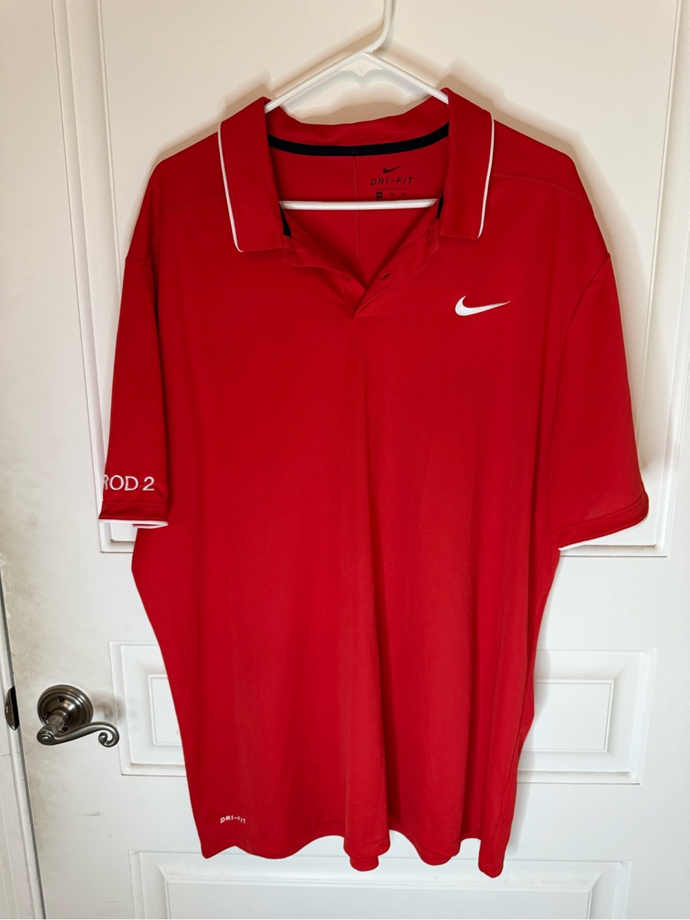 Nike Red Men’s Polo with White Swoosh and Trim